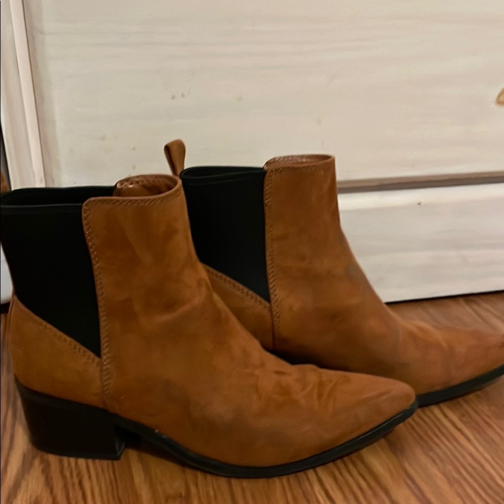 Brown Ankle Boots with Black Accents